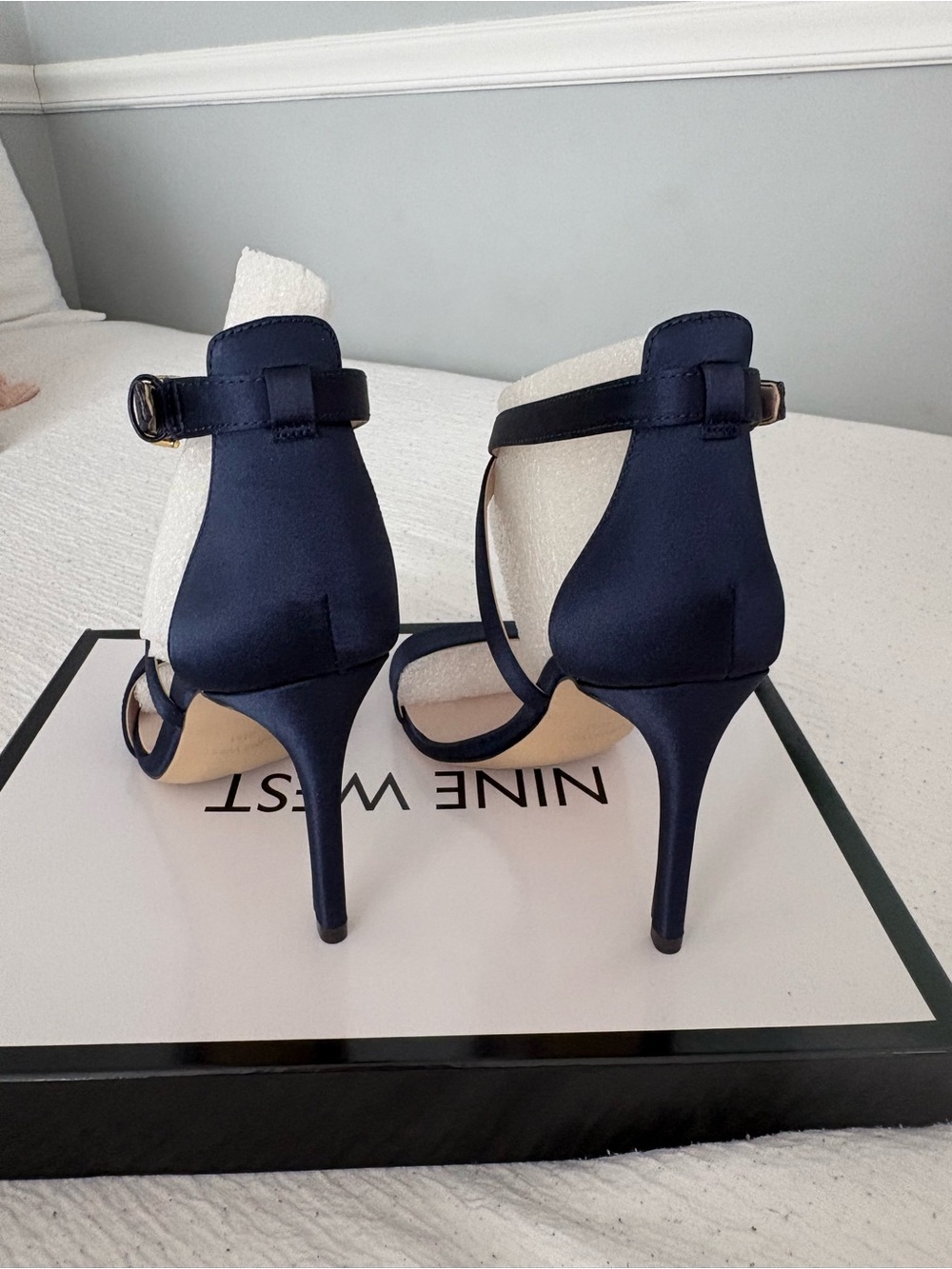 Nine West Navy Strappy Stiletto Heels - Picture 3 of 5